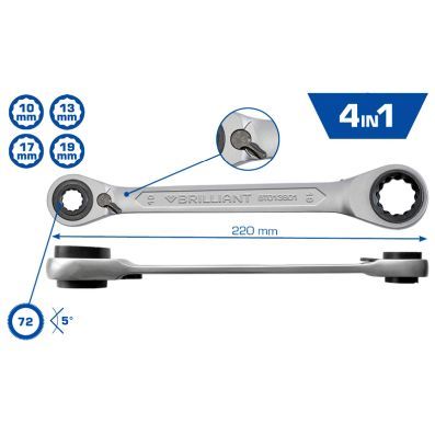 BT013901 - RATCHETING WRENCH 4-in-1 10x13x17x19 mm