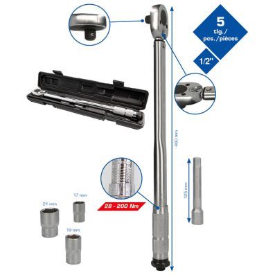 BT142005 - TORQUE WRENCH WITH ACCESSORIES 5 PCS